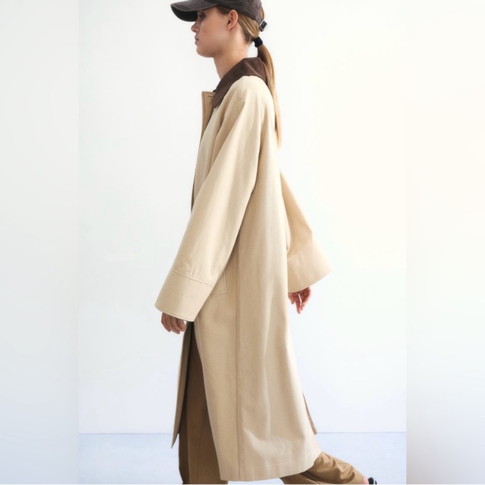 H&M Long Canvas Twill Chore Barn Jacket Tan Brown size XL - Picture 4 of 11